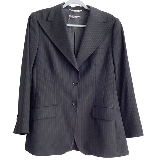D&G Dolce & Gabbana Women’s Size 48 12 Virgin Wool Blazer Jacket stripes - Picture 1 of 15
